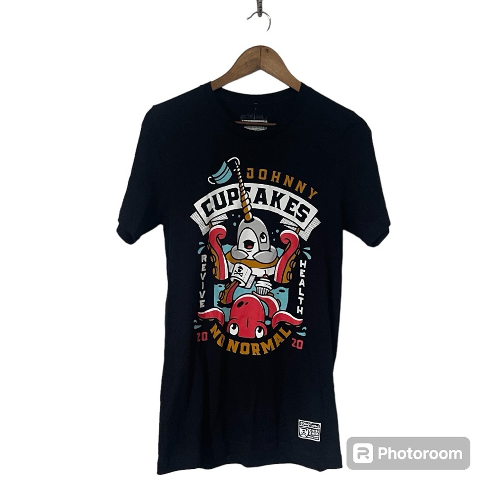 Johnny Cupcakes Revive Health No Normal 2020 Octopus and Narwhal Black Tee Small